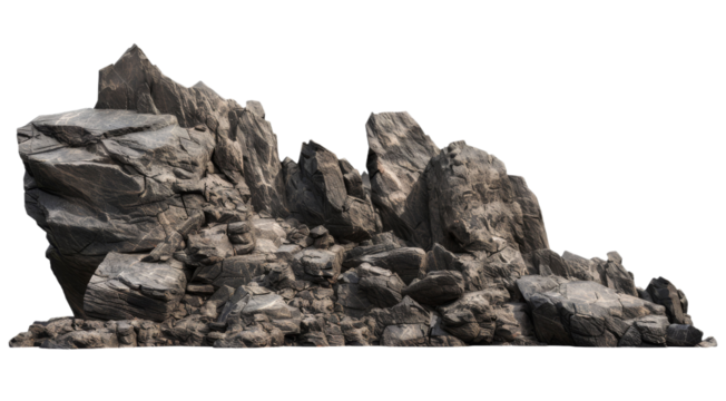 Majestic Isolated Mountain Cliff Set: Crisp Stone Ridge Cutout for Realistic Rocky Silhouettes