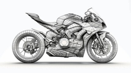 Wireframe Render of a Ducati Motorcycle
