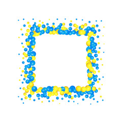 Frame made of mother-of-pearl color pearls. Festive decor element. Photo frame. Yellow and blue. EPS 10