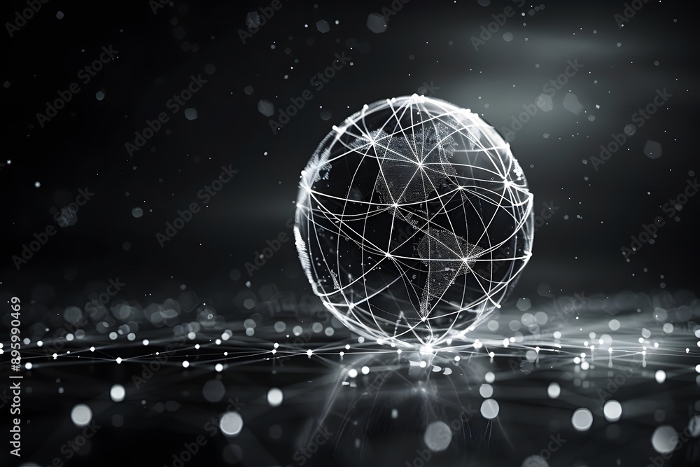 Aufkleber digital globe with network connections in a dark background