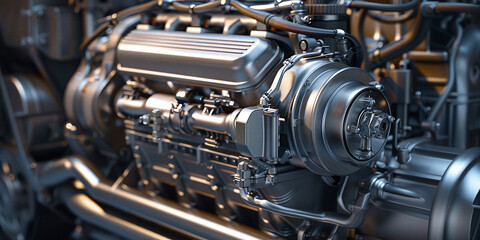 Fototapeta premium Diesel engine for truck or electric generator