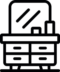 Dressing table with mirror and drawers, furniture for bedroom or dressing room