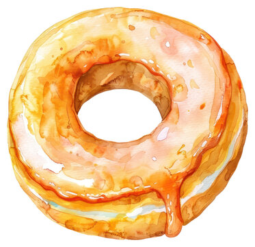recommend clip art: PNG Watercolor glazed donut illustration