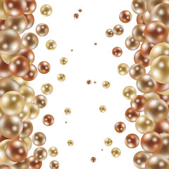 Realistic glossy gold bubbles isolated on white background. Oil drop. Golden ball. Vector texture. EPS 10