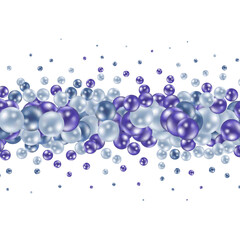 Pearls fall beautifully. Luxury color pearl. Pile of pearls on the white background. Beautiful abstract background with pearls. Background of pearl seashells. 3D Render. Eps 10