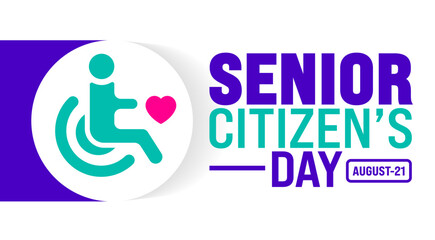 Senior Citizen’s Day is observed every year in 21 August. Holiday concept. Template for background, banner, card, poster, placard, design template with unique shapes with standard color.