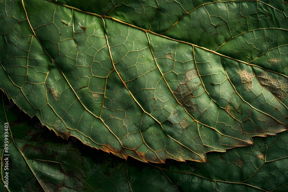 Poster intricate patterns of overlapping green leaves captured in natural light