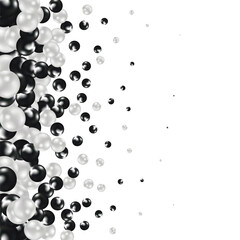 Pearl realistic set isolated on white background. Spherical beautiful 3D orb with transparent glares and highlights for decoration. Jewelry gemstones. 