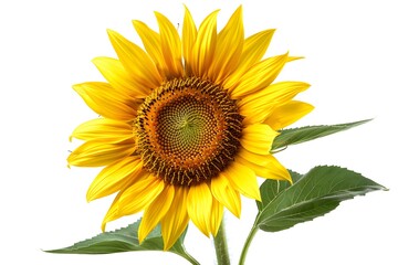 Obraz premium Vibrant Sunflower in Full Bloom Against a White Background