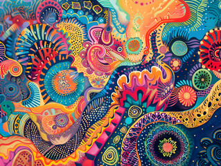 Psychedelic art patterns background illustration