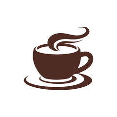 Premium coffee shop logo. Cafe mug icon.hot drink cup sign. emblem. Coffee icon.