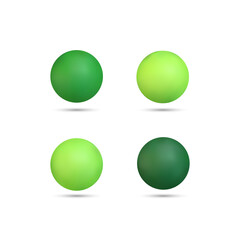 Set of green realistic pearls of different color isolated on the white background. 3d illustration. Eps 10