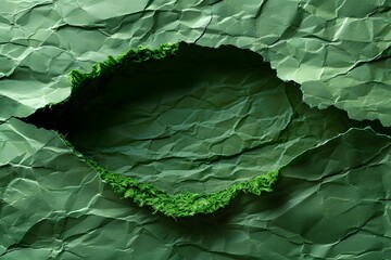 Fototapeta premium Abstract Torn Green Paper with Moss Edges - Nature Texture Background for Design, Print, Poster