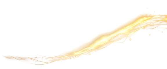 Golden wave effect, sparkle, light, isolate on transparent background, cutout, png