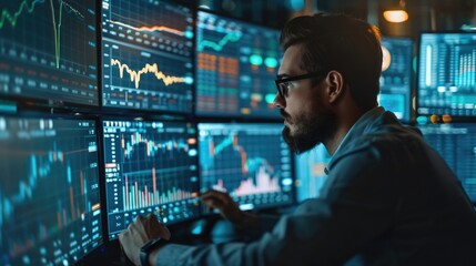Fototapeta premium Analyzing Stock Market Trends with Financial Technology Dashboard