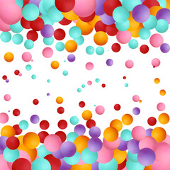 Background with color balls. 3d round spheres. Geometric design elements circle ball pattern. Flying shapes in empty space. Design for poster, banner, placard. vector illustration. Eps 10