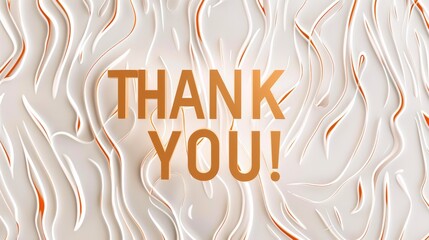 Luxury golden THANK YOU poster text on white background, featuring wavy lines. gratitude in business, event invitations and personal thank you notes.