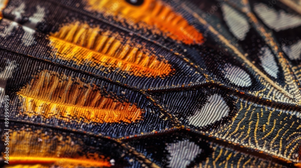 Aufkleber macro shot of colorful butterfly wing displaying intricate pattern and vibrant hues. delve into the 