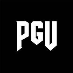 PGU letter logo design for technology company. PGU logo design black and white color combination. PGU logo, PGU vector, PGU design, PGU icon, PGU alphabet. PGU typography logo design.