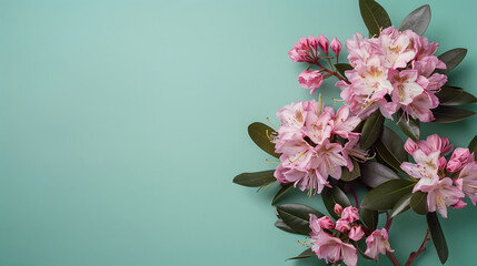 Rhododendron bouquet on background illustration