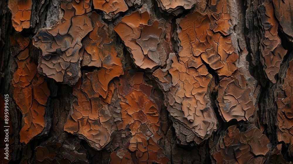 Poster detailed view of captivating tree bark texture, highlighting the intricate patterns and rugged surfa