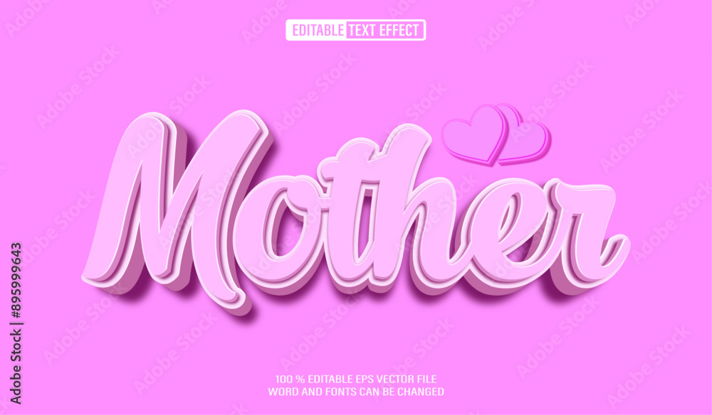 Poster editable 3d text style effect - mother day text effect template