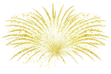 Golden firework explosion on white