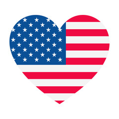 Fototapeta premium A heart made out of the American flag. The flag is red, white and blue