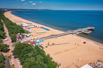 Obraz premium Baltic Sea pier in Gdansk Brzezno at summer, Poland