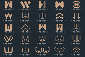 Mega logo collection, Abstract letter W logo design. icons for business