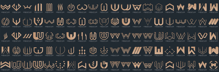 Mega logo collection, Abstract letter W logo design. icons for business