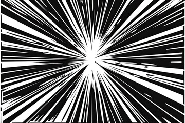 Comic Book Burst Effect, striking black and white design, dynamic lines radiating outward, perfect for emphasizing action or dramatic moments in visual storytelling
