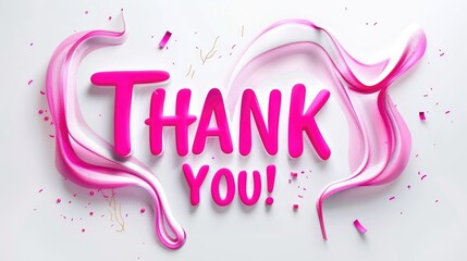 Pink red THANK YOU poster text on white background, featuring wavy lines. gratitude in business, event invitations and personal thank you notes.