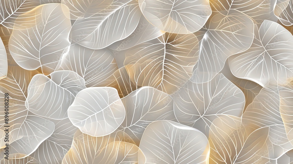 Aufkleber a close-up of a textured background with white and pink 3d feathers on a wavy surface seamless patte