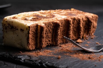 Chocolate-milk sweet fudge brownie cake on plate