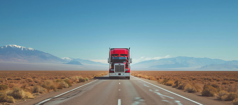 state nevada view new semi truck driving front 