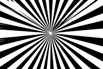 Radial Starburst Design, a striking black and white composition featuring dynamic lines radiating from a central point, creating an engaging visual rhythm and energy.