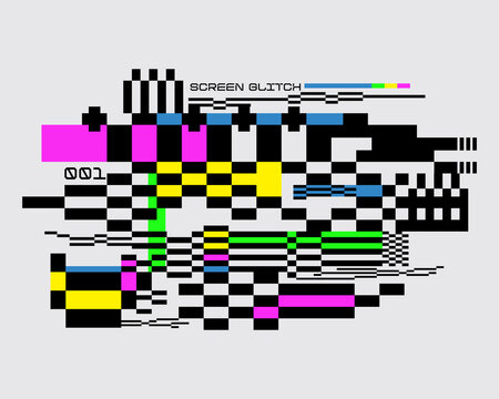 Screen glitch error chaothic grid pattern background vector layout texture poster t shirt design element print art editable