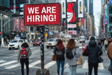 WE ARE HIRING on a billboard
