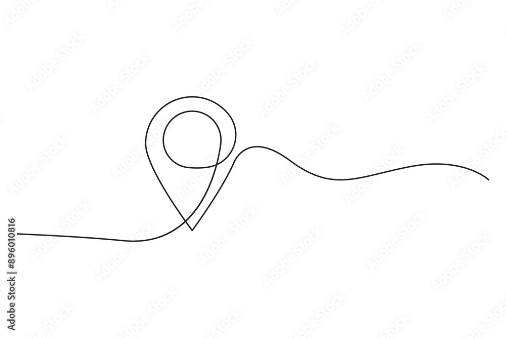 Poster location pin with path. simple vector icon. minimalist geometric design. navigation symbol.