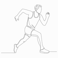 Continuous one single line art drawing of a running man fast in sports.