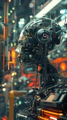 Fototapeta premium Cybernetic Android Factory, 4K hyperrealistic photo
