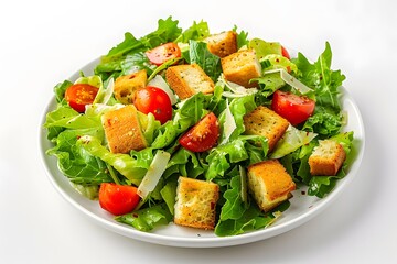 Fresh and Colorful Garden Salad with Croutons and Cherry Tomatoes