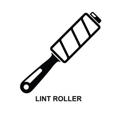 Lint roller icon. The device for removing small hairs usually consisting of sticky paper on a tube that you roll over the surface of the clothing isolated on background vector illustration.