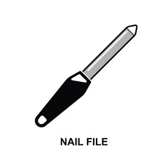 Metal nail file icon. The small file of metal or cardboard for trimming or shaping the fingernails isolated on background vector illustration.