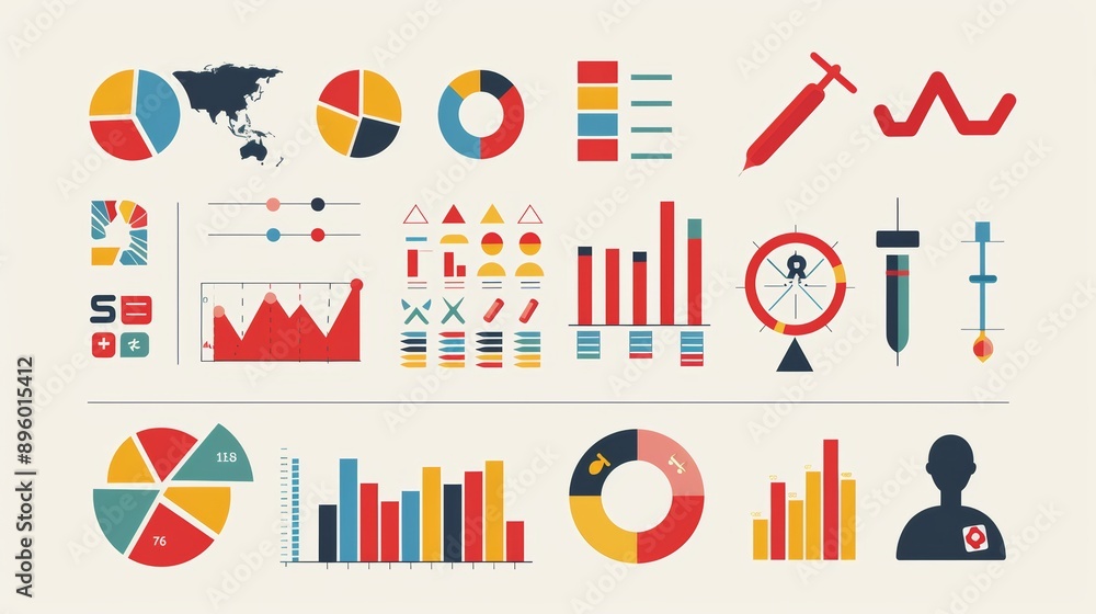 Poster informative infographic depicting aids statistics and visual data with icons and graphs for awarenes