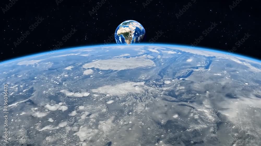 Aufkleber a view of earth from space, showing a portion of the planet's surface covered in clouds with a clear