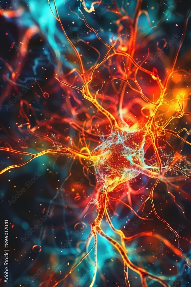 Poster dynamic neural network activity: vibrant visualization of neurons and synapses firing in human brain