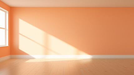 3d interior scene and abstract vase with orange background and sunlight in the minimal style