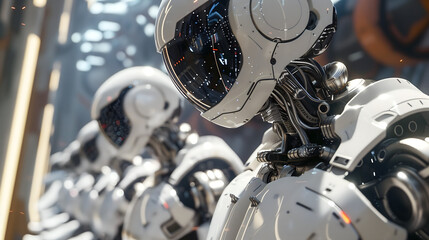 Fototapeta premium Fábrica de robots IA futuristas 